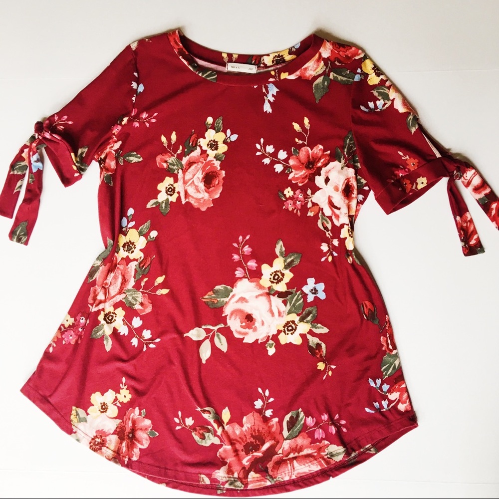 Burgundy Floral Tee